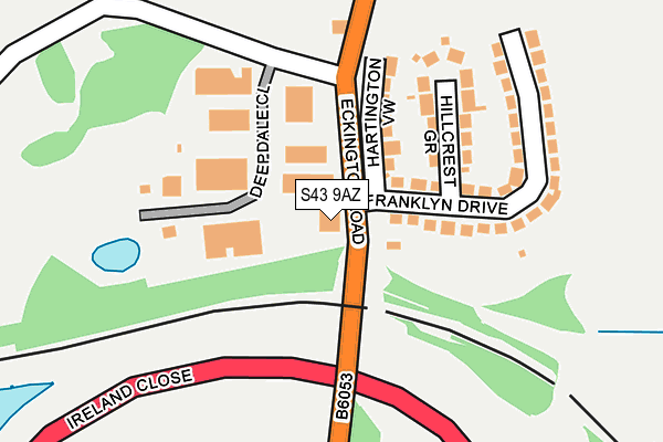 S43 9AZ map - OS OpenMap – Local (Ordnance Survey)