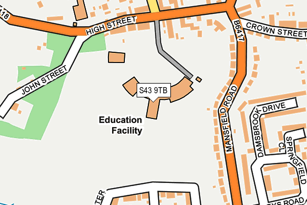 S43 9TB map - OS OpenMap – Local (Ordnance Survey)