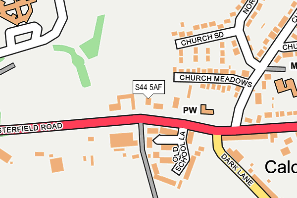 S44 5AF map - OS OpenMap – Local (Ordnance Survey)