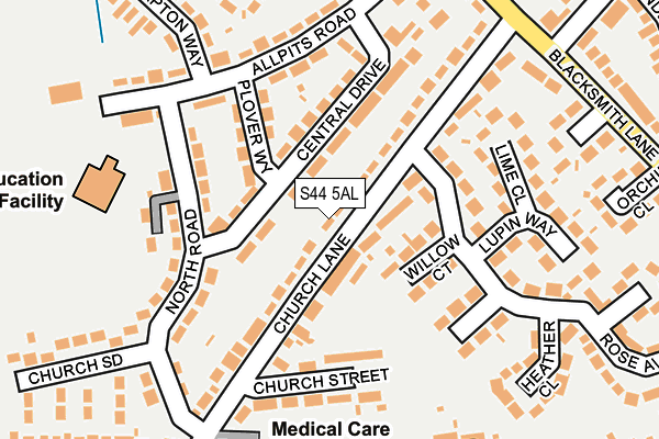 S44 5AL map - OS OpenMap – Local (Ordnance Survey)