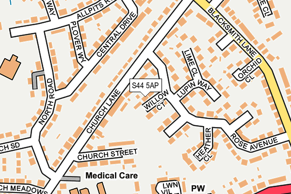 S44 5AP map - OS OpenMap – Local (Ordnance Survey)