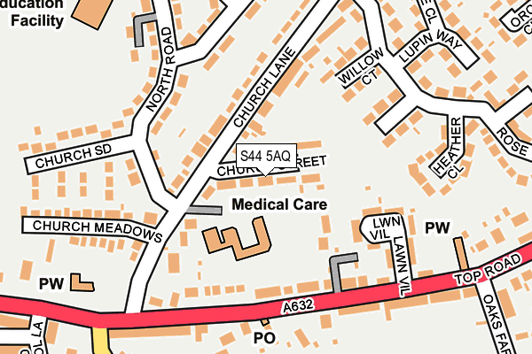 S44 5AQ map - OS OpenMap – Local (Ordnance Survey)