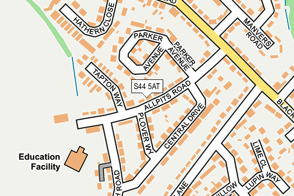 S44 5AT map - OS OpenMap – Local (Ordnance Survey)