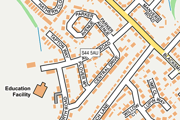 S44 5AU map - OS OpenMap – Local (Ordnance Survey)