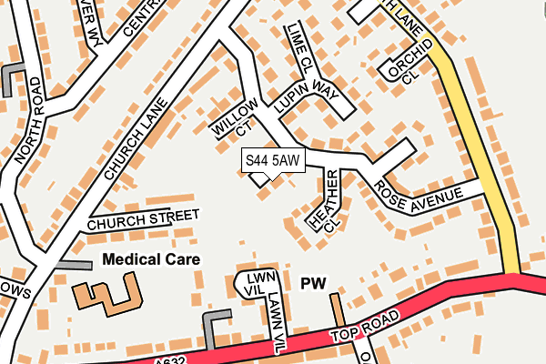 S44 5AW map - OS OpenMap – Local (Ordnance Survey)