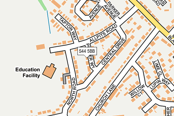 S44 5BB map - OS OpenMap – Local (Ordnance Survey)