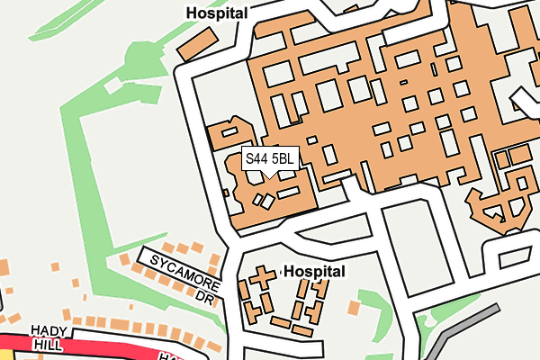 S44 5BL map - OS OpenMap – Local (Ordnance Survey)