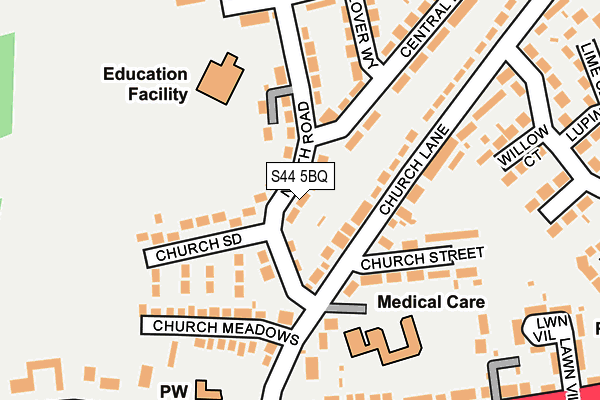 S44 5BQ map - OS OpenMap – Local (Ordnance Survey)