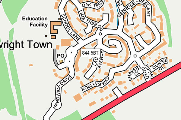 S44 5BT map - OS OpenMap – Local (Ordnance Survey)