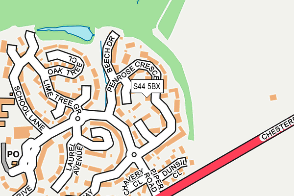 S44 5BX map - OS OpenMap – Local (Ordnance Survey)