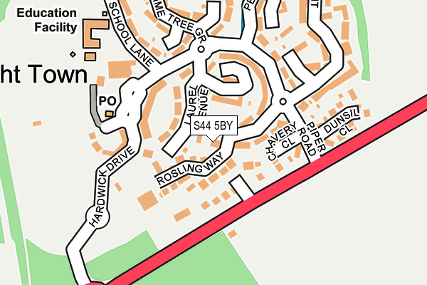 S44 5BY map - OS OpenMap – Local (Ordnance Survey)