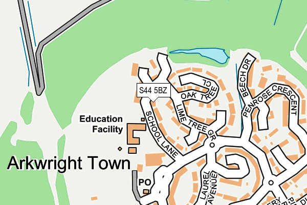 S44 5BZ map - OS OpenMap – Local (Ordnance Survey)