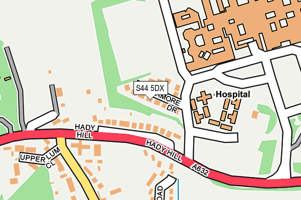 S44 5DX map - OS OpenMap – Local (Ordnance Survey)