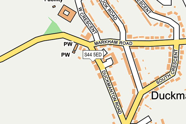 S44 5ED map - OS OpenMap – Local (Ordnance Survey)