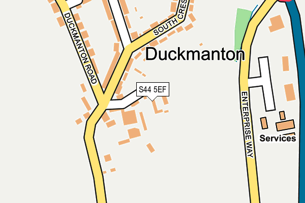 S44 5EF map - OS OpenMap – Local (Ordnance Survey)