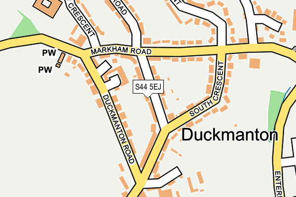 S44 5EJ map - OS OpenMap – Local (Ordnance Survey)