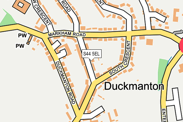 S44 5EL map - OS OpenMap – Local (Ordnance Survey)