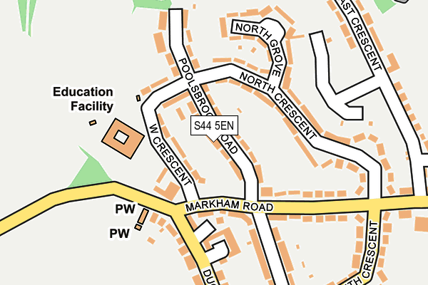 S44 5EN map - OS OpenMap – Local (Ordnance Survey)