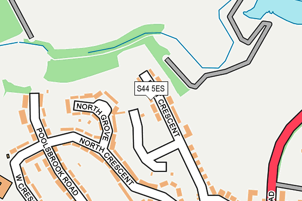 S44 5ES map - OS OpenMap – Local (Ordnance Survey)