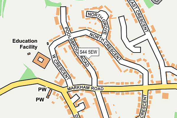 S44 5EW map - OS OpenMap – Local (Ordnance Survey)