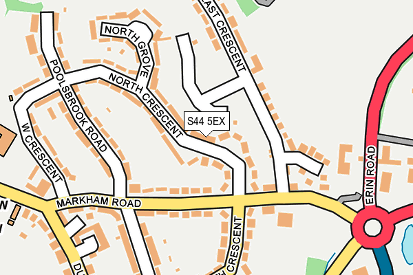 S44 5EX map - OS OpenMap – Local (Ordnance Survey)