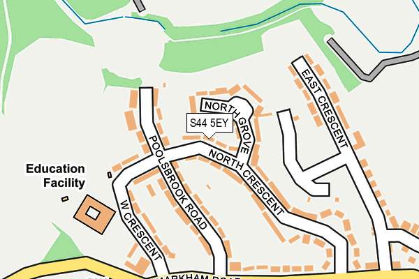 S44 5EY map - OS OpenMap – Local (Ordnance Survey)