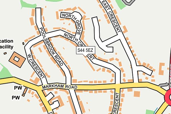 S44 5EZ map - OS OpenMap – Local (Ordnance Survey)