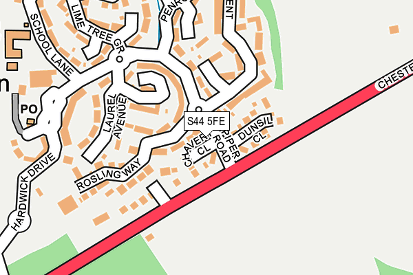 S44 5FE map - OS OpenMap – Local (Ordnance Survey)