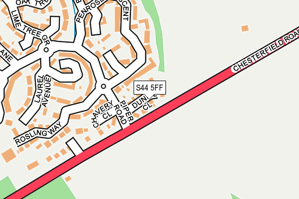 S44 5FF map - OS OpenMap – Local (Ordnance Survey)