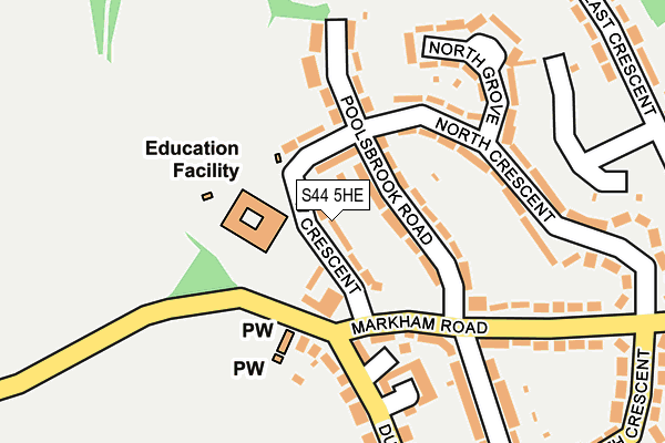 S44 5HE map - OS OpenMap – Local (Ordnance Survey)