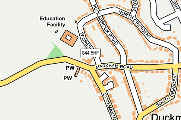 S44 5HF map - OS OpenMap – Local (Ordnance Survey)