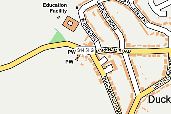 S44 5HG map - OS OpenMap – Local (Ordnance Survey)