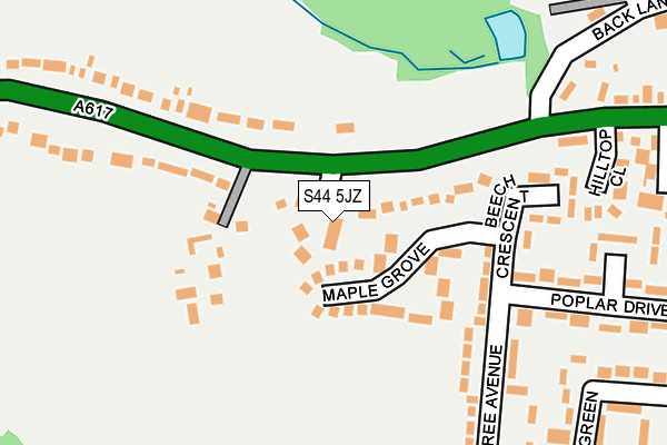 S44 5JZ map - OS OpenMap – Local (Ordnance Survey)