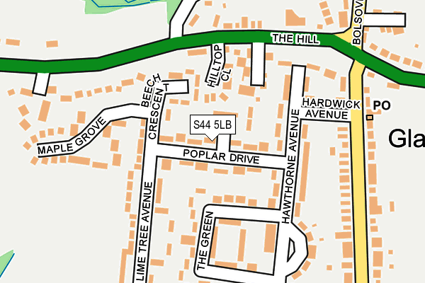 S44 5LB map - OS OpenMap – Local (Ordnance Survey)