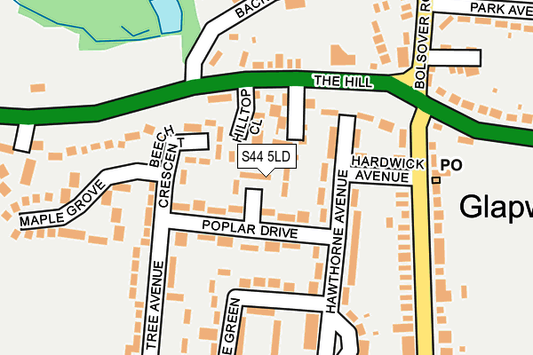 S44 5LD map - OS OpenMap – Local (Ordnance Survey)