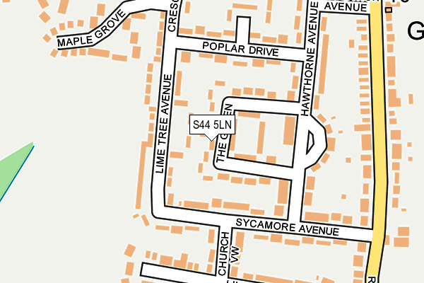S44 5LN map - OS OpenMap – Local (Ordnance Survey)