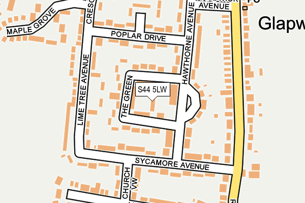S44 5LW map - OS OpenMap – Local (Ordnance Survey)