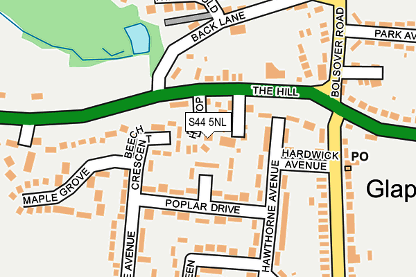 S44 5NL map - OS OpenMap – Local (Ordnance Survey)