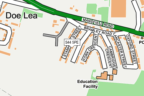 S44 5PE map - OS OpenMap – Local (Ordnance Survey)