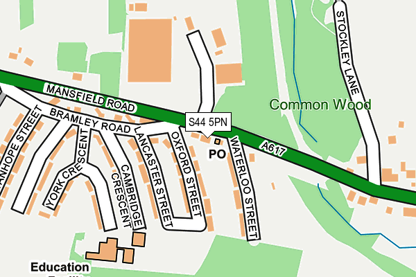 S44 5PN map - OS OpenMap – Local (Ordnance Survey)