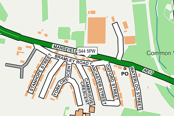 S44 5PW map - OS OpenMap – Local (Ordnance Survey)