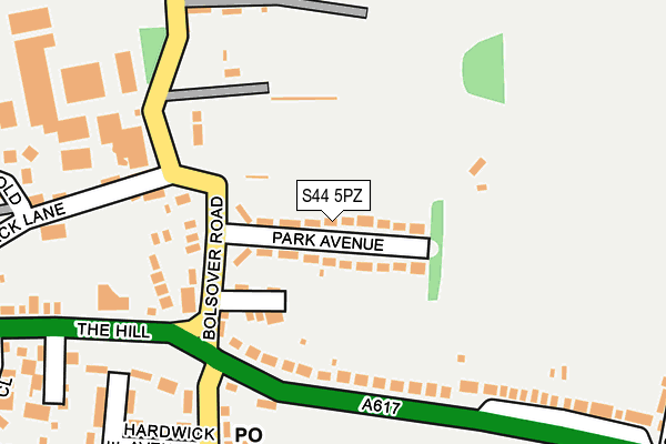 S44 5PZ map - OS OpenMap – Local (Ordnance Survey)