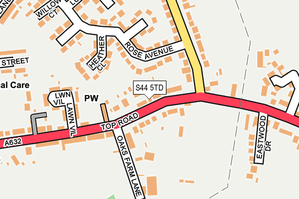 S44 5TD map - OS OpenMap – Local (Ordnance Survey)