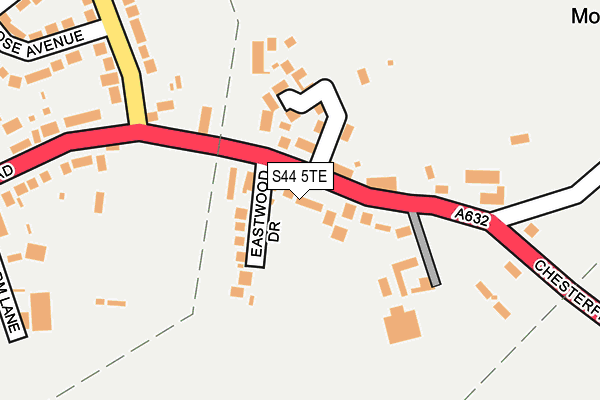 S44 5TE map - OS OpenMap – Local (Ordnance Survey)