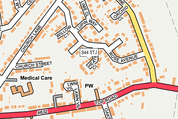 S44 5TJ map - OS OpenMap – Local (Ordnance Survey)