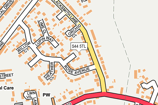 S44 5TL map - OS OpenMap – Local (Ordnance Survey)