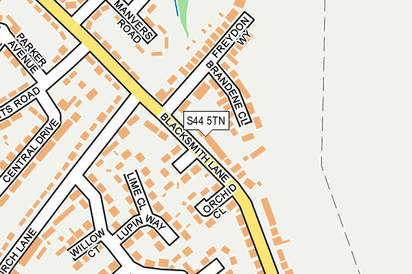 S44 5TN map - OS OpenMap – Local (Ordnance Survey)