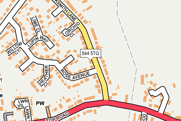 S44 5TQ map - OS OpenMap – Local (Ordnance Survey)