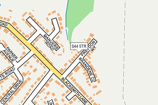 S44 5TR map - OS OpenMap – Local (Ordnance Survey)