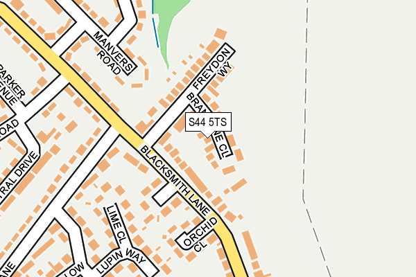 S44 5TS map - OS OpenMap – Local (Ordnance Survey)